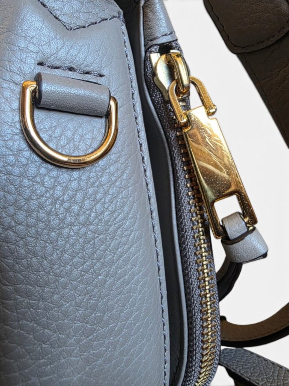 Marc Jacobs Nomad Crossbody Bag Pebbled Leather Saddle Shoulder Handbag Gray - Picture 13 of 16